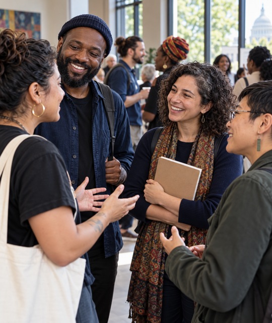 Grassroots organizers connect across movement groups.
