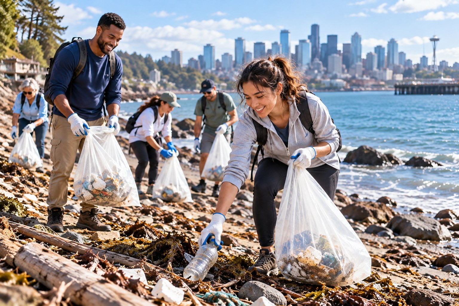 Coastal cleanup by American community volunteers