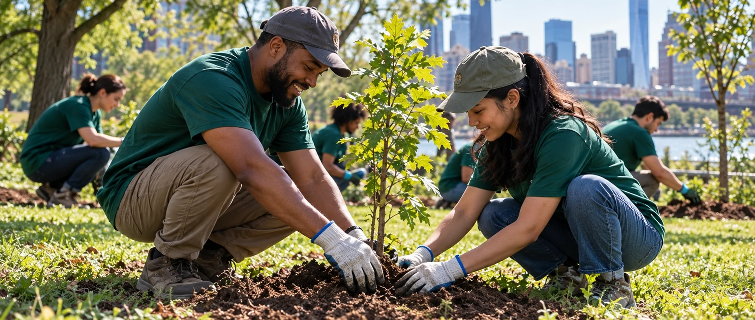 Tree planting by American community volunteers