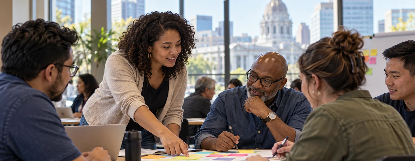 Small-group workshop participants develop practical ideas.