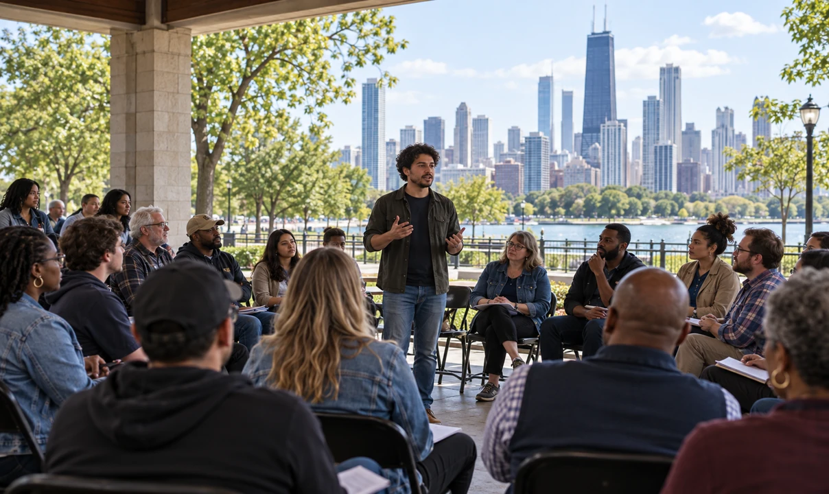 American residents participating in an open community assembly.
