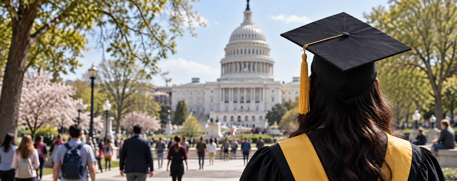 University graduate illustrating education funding outcomes