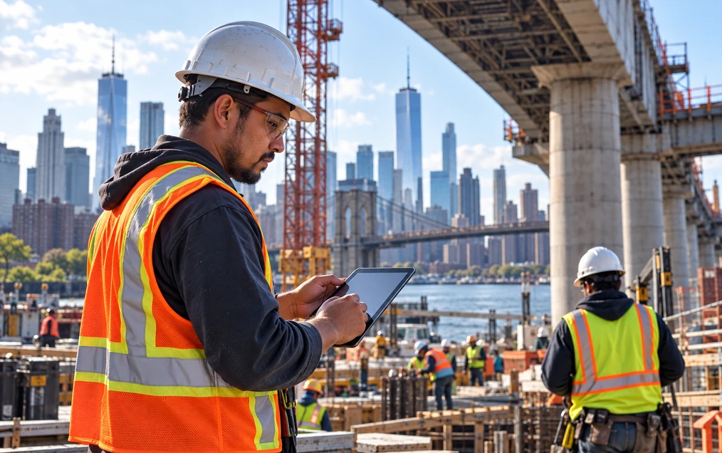 American construction professional at an infrastructure project