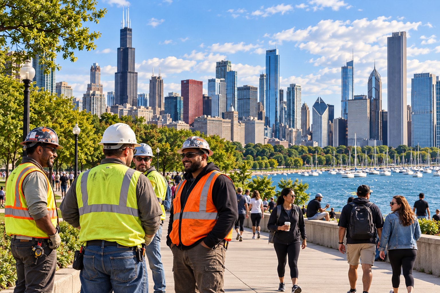 a U.S. city skyline, representing the United States’s diverse urban labor market.