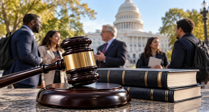 Legal gavel and reference books representing US regulatory authority