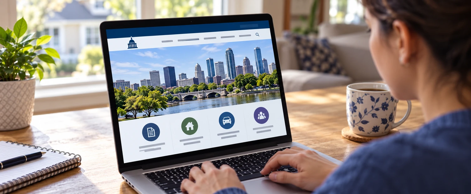 An American resident uses an online administrative-services portal.